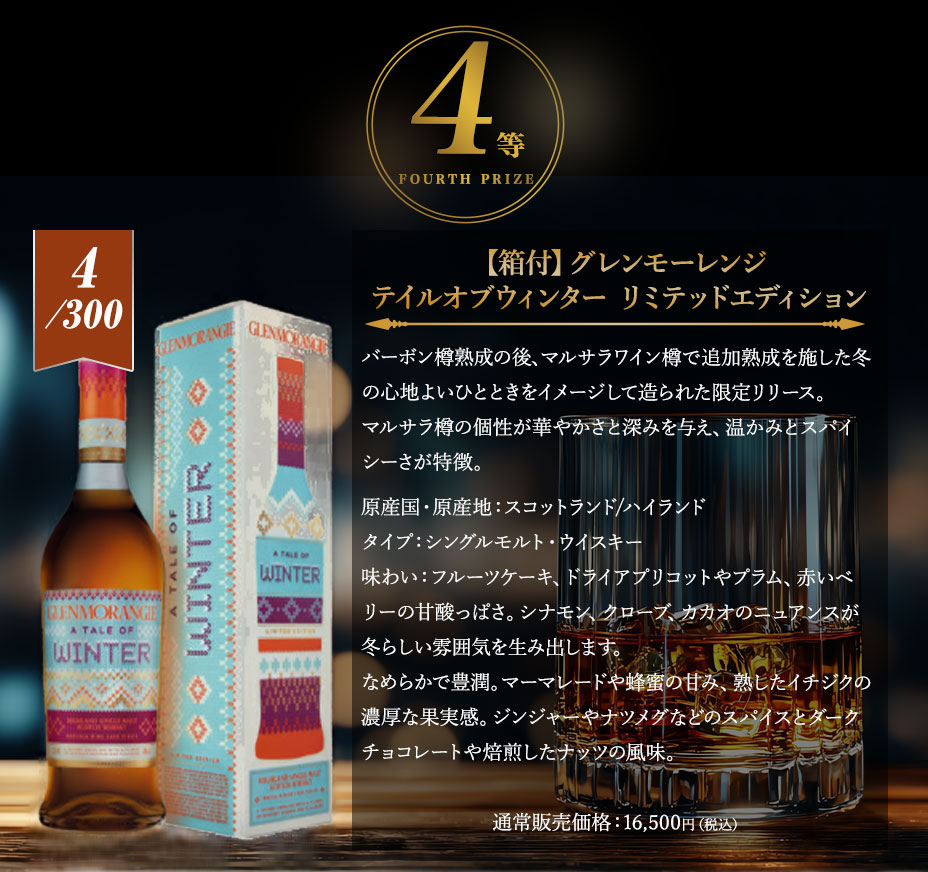 ４等賞：グレンモーレンジ テイルオブウィンター リミテッドエディション